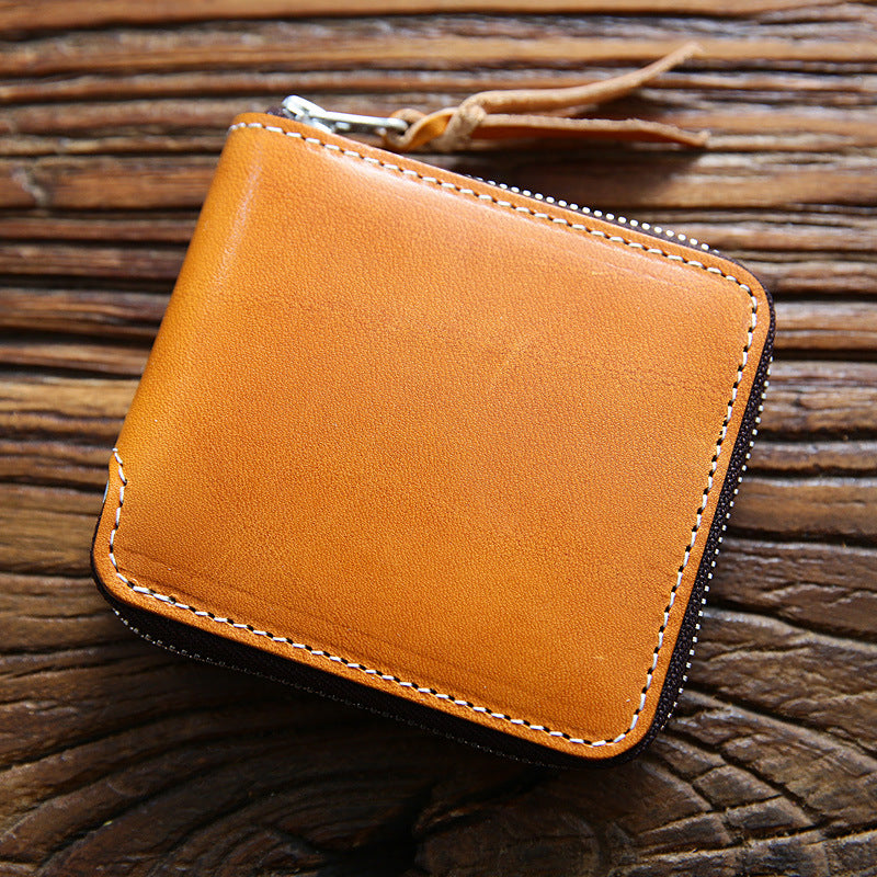 Men's Vintage Zipper Multifunctional First Layer Short Men's Wallets