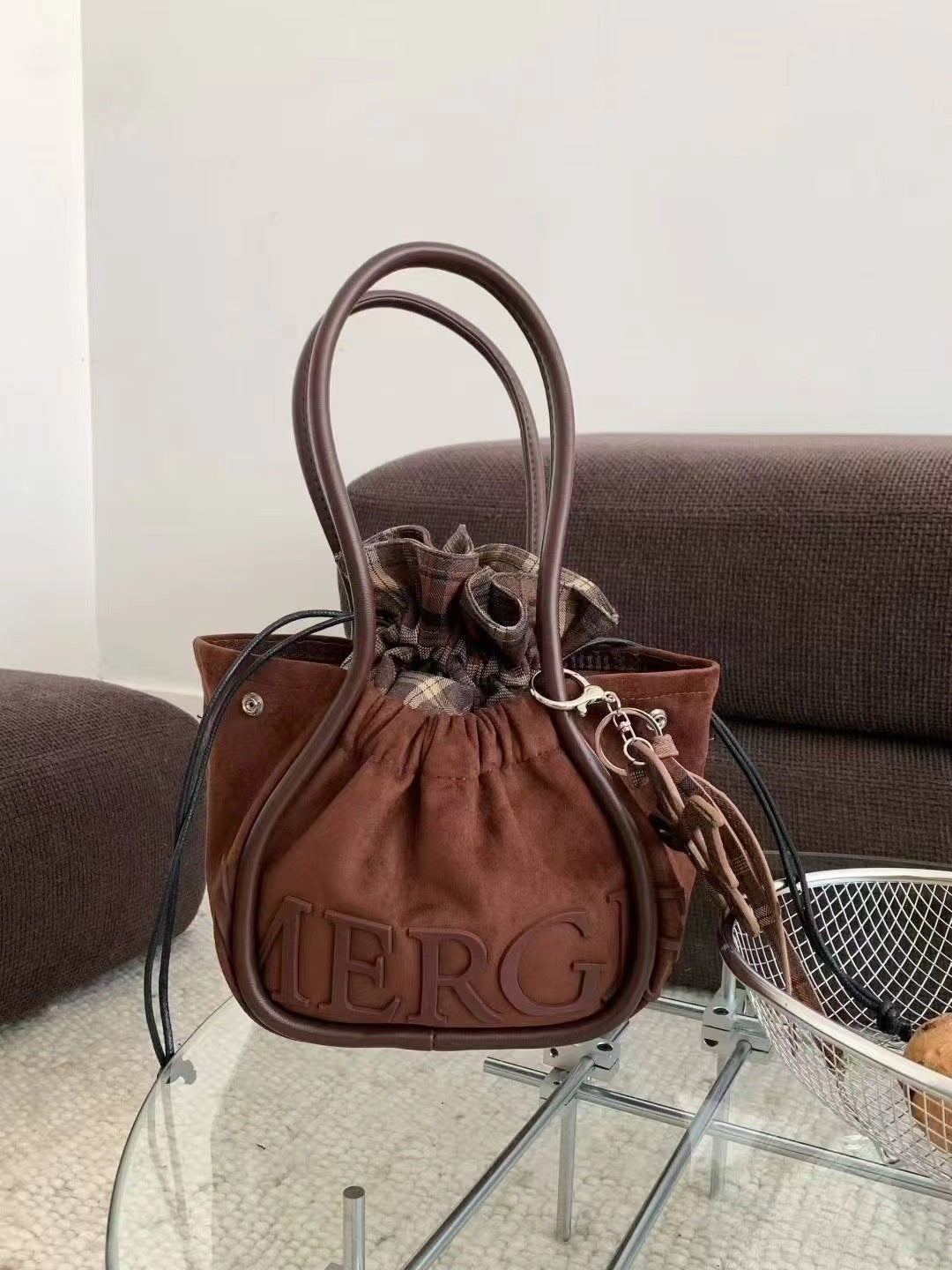 Medium Large Capacity Totes Deerskin Veet Shoulder Bags