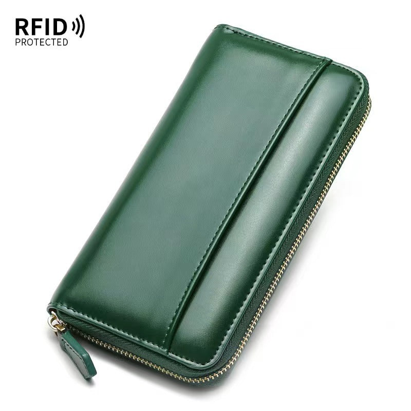 Women's Long Cowhide Zipper Male Clutch Ladies Wallets