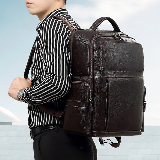 Men's Leather High-grade First Layer Cowhide Large Backpacks