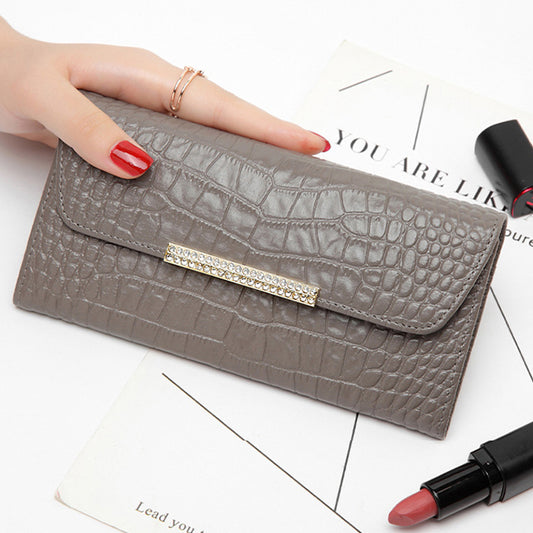 Women's Style Simple Crocodile Pattern Series Plain Ladies Wallets