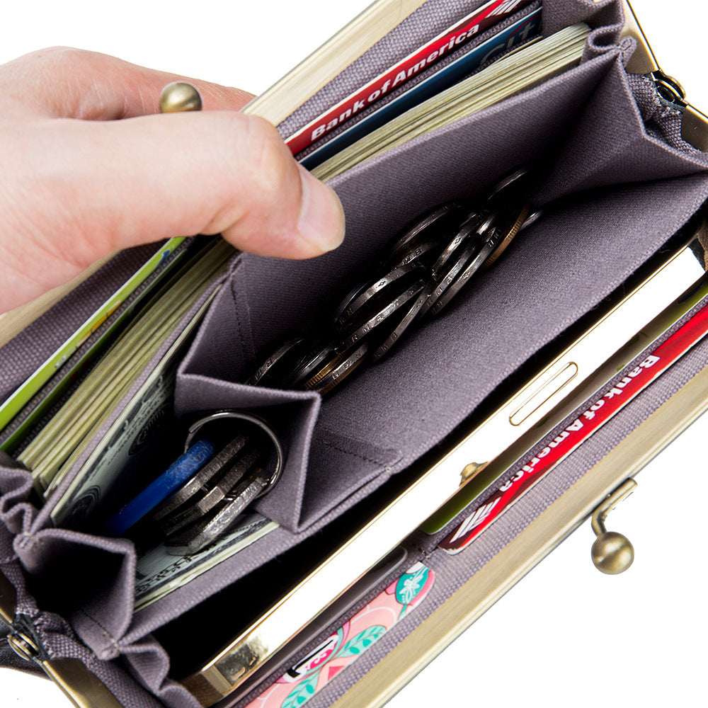 Clip Genuine Leather Simple Long Clutch Bags