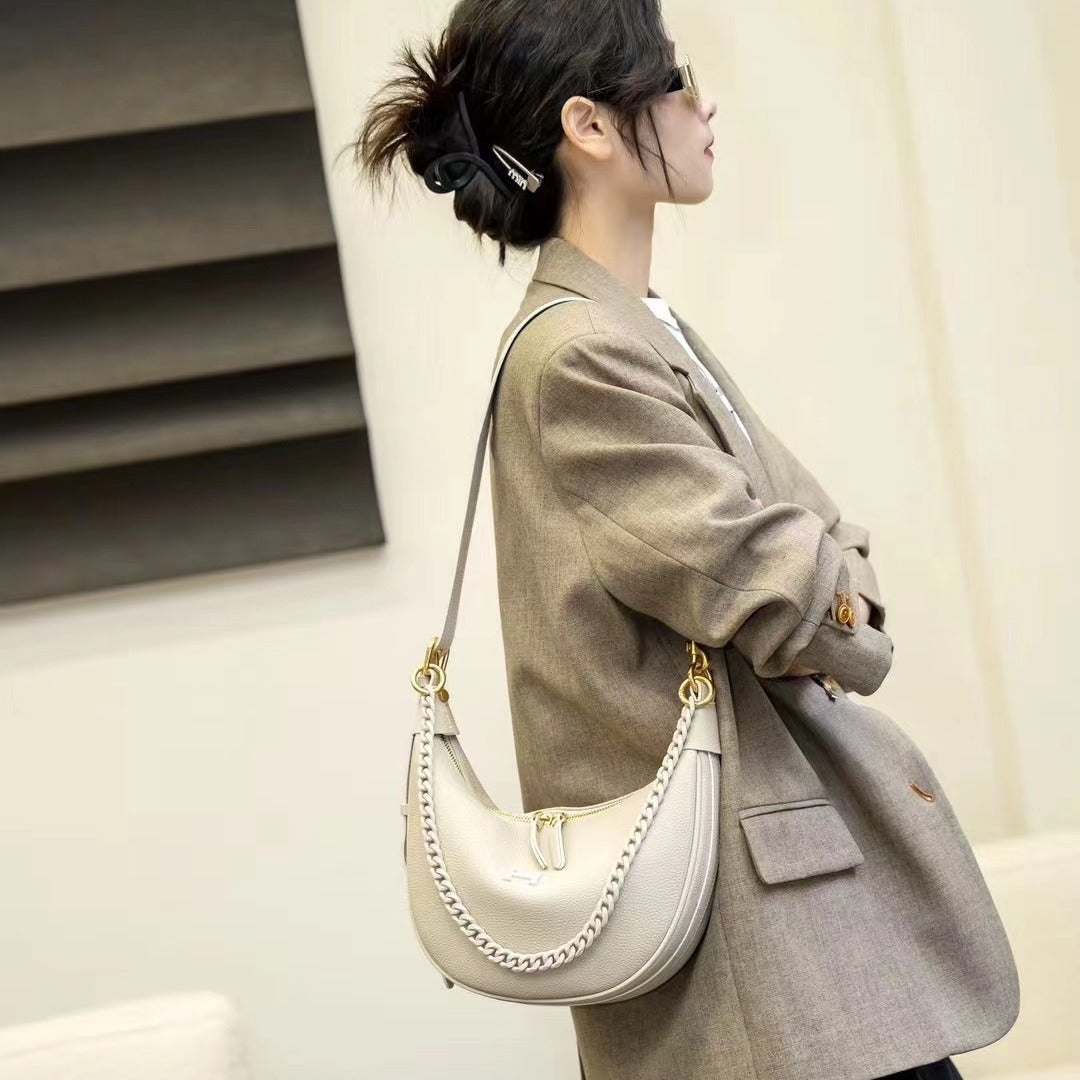 Women's Leather Underarm Fashion High Sense Chain Shoulder Bags