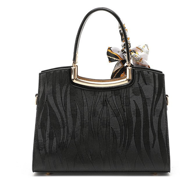 Style Oil Wax Leather High-grade Black Gift Handbags