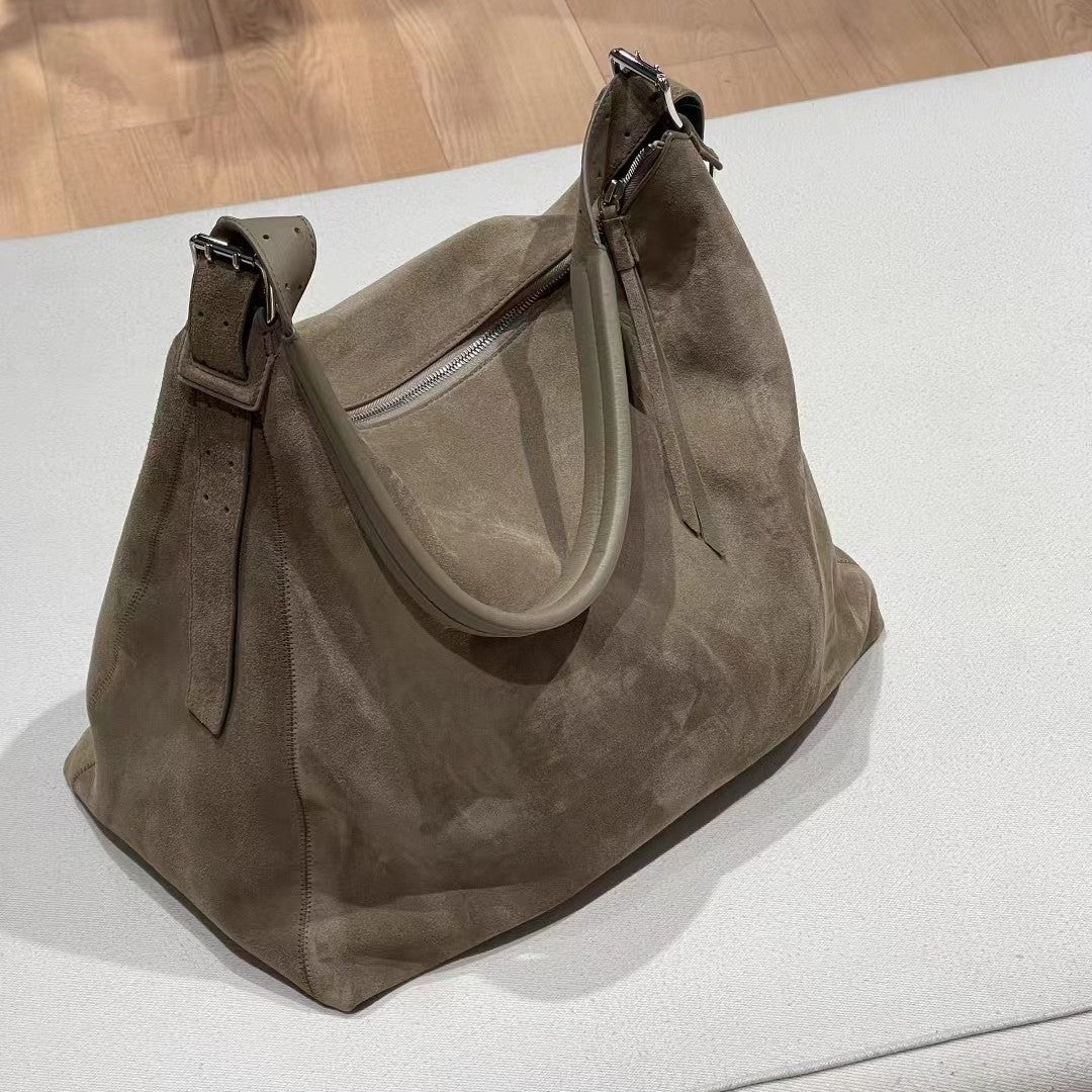 Women's White Suede Large Capacity Commuter Bags