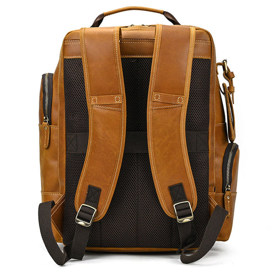 Men's Leather Crazy Horse Vintage Large Capacity Backpacks