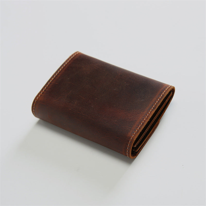 Women's & Men's Retro First Layer Cowhide Short Genuine Purses