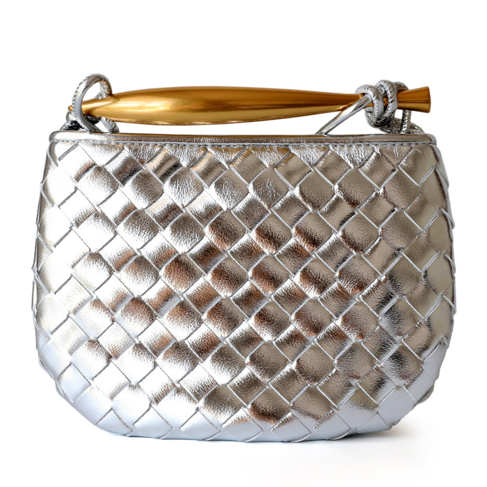 Women's Woven Sardine Cowhide Niche Design Metal Bags
