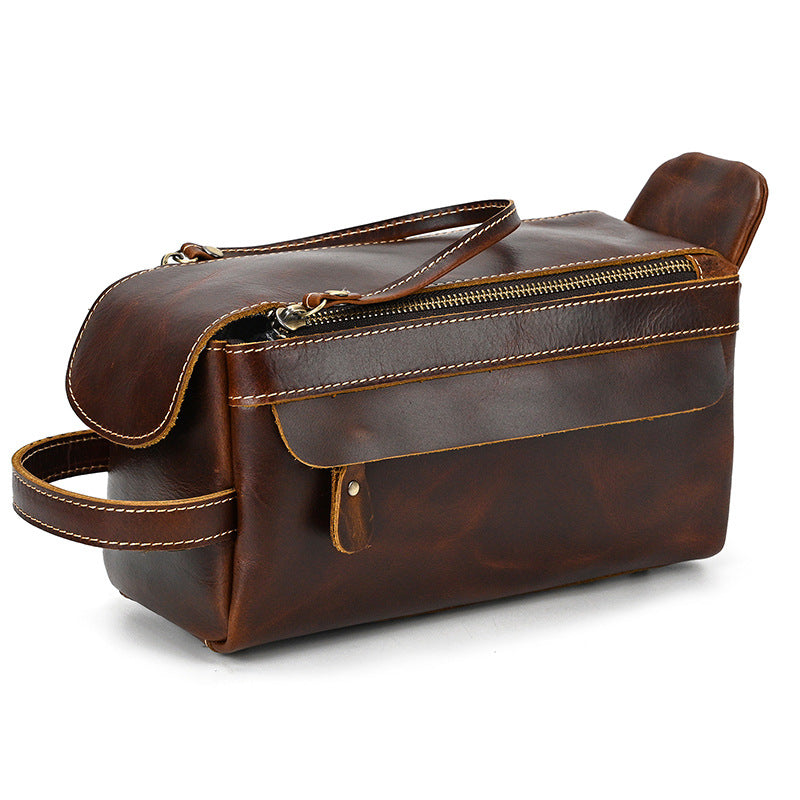Women's & Men's & Horse Leather Clutch Real Toiletry Men's Handbags