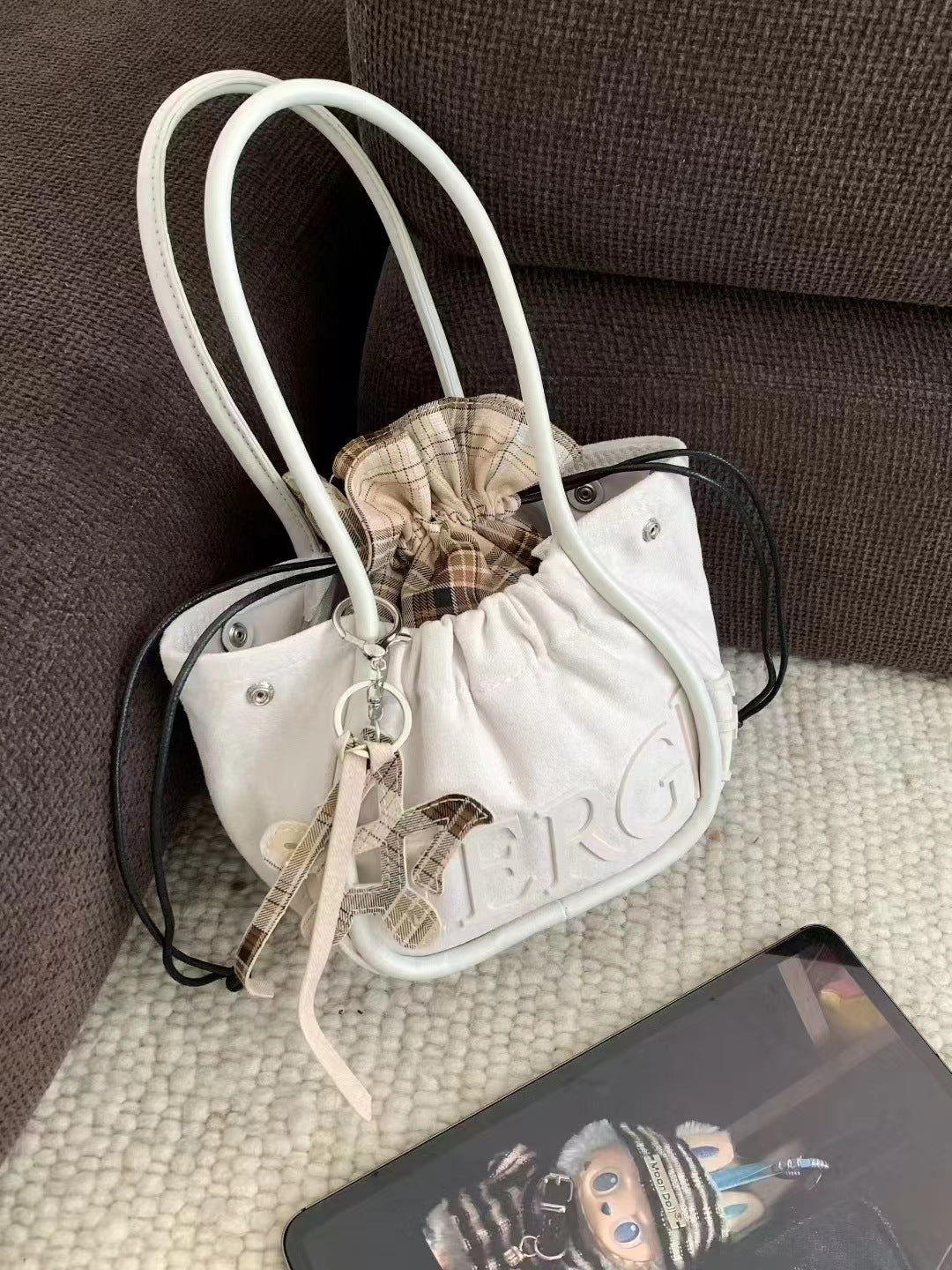 Medium Large Capacity Totes Deerskin Veet Shoulder Bags