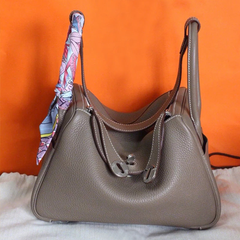 Women's First Layer Cowhide Lychee Pattern Lindy Shoulder Bags