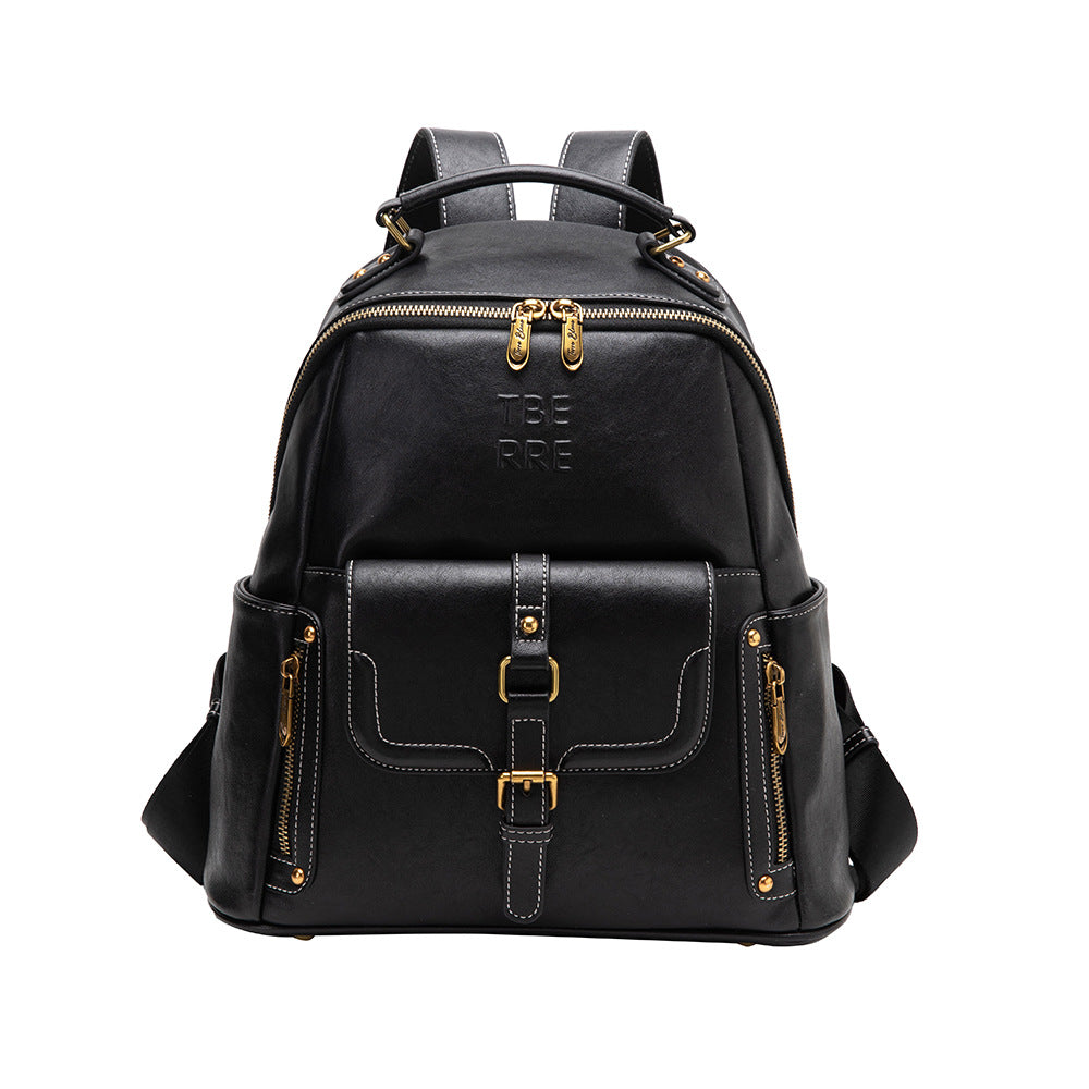 Women's Large Capacity Soft Leather Commuter Fashion Backpacks