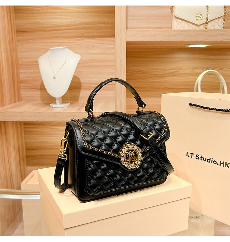 Women's Barney Classic Style Diamond Pattern Chain Crossbody Bags