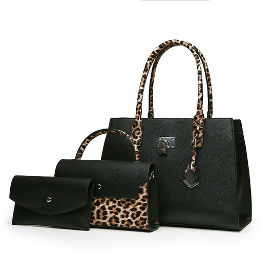 Women's Trendy Large Capacity Leopard Print Set Handbags