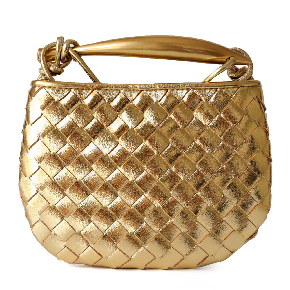 Women's Woven Sardine Cowhide Niche Design Metal Bags