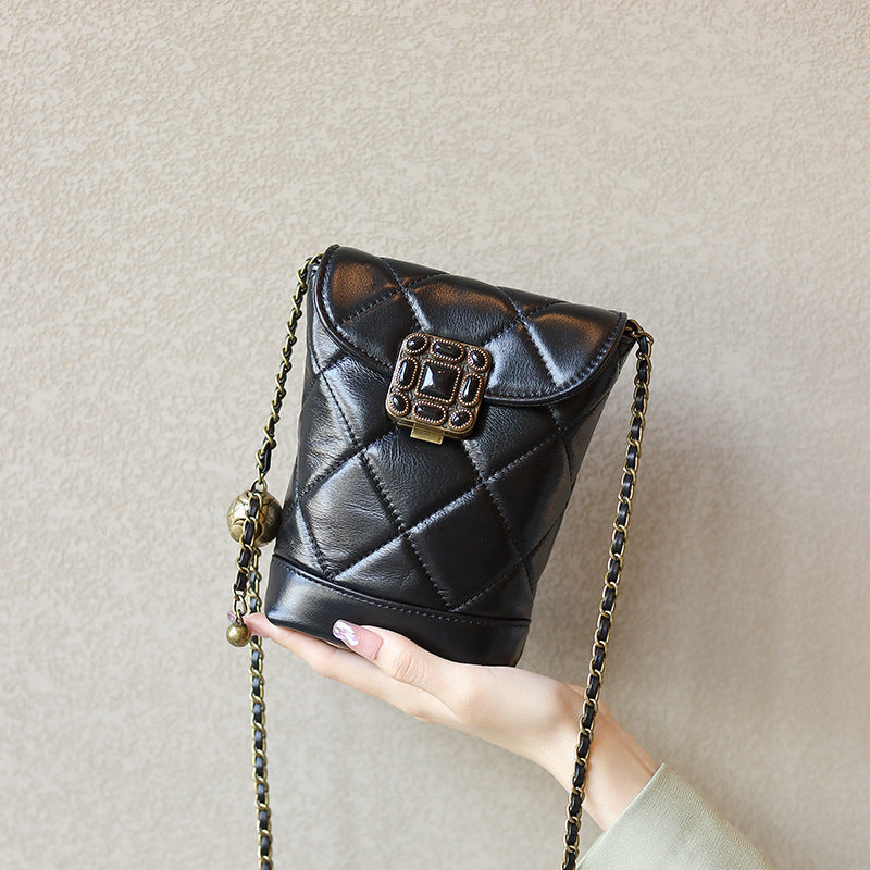 Women's Chain Mobile Classic Style Rhombic Gem Shoulder Bags