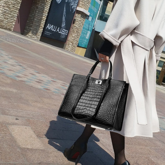 Women's Large Capacity Totes High-grade Crocodile Pattern Handbags