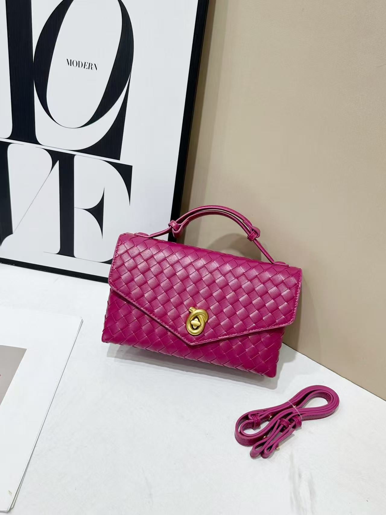 Stylish Women's Weave Sandwich Fashion Trend Small Square Bags