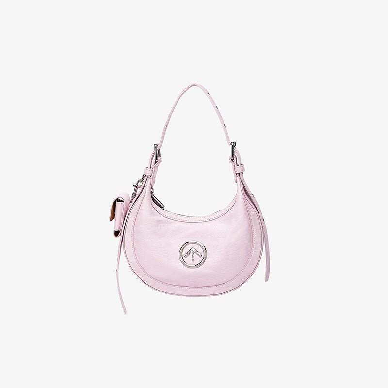 Moon Italian Pleated Leather Trendy Underarm Crossbody Bags