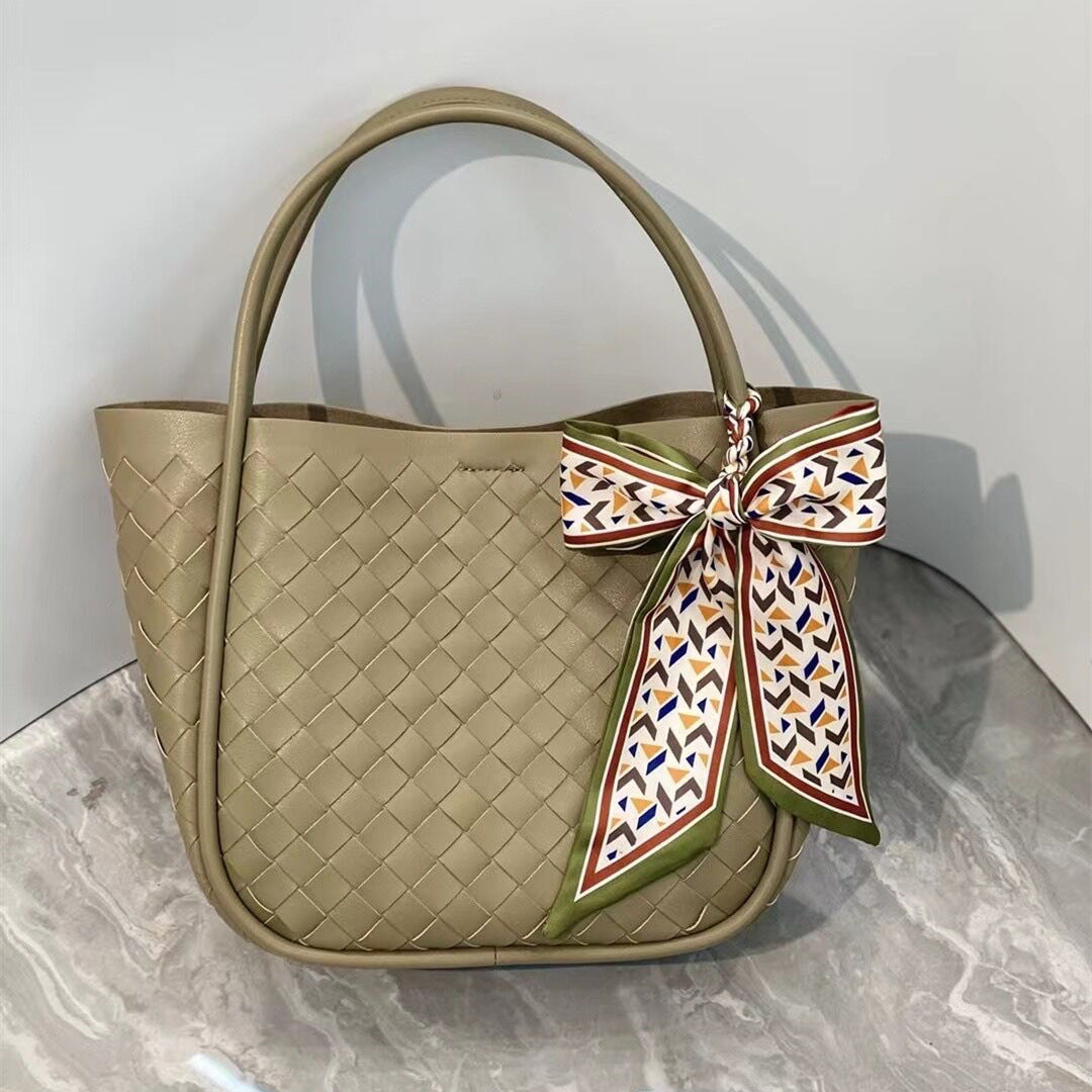 Women's Hand-woven Genuine Leather Vegetable Basket Shopping Shoulder Bags