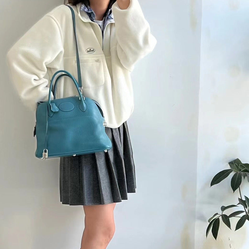 Women's Shell First Layer Cowhide Half Wax Line Crossbody Bags