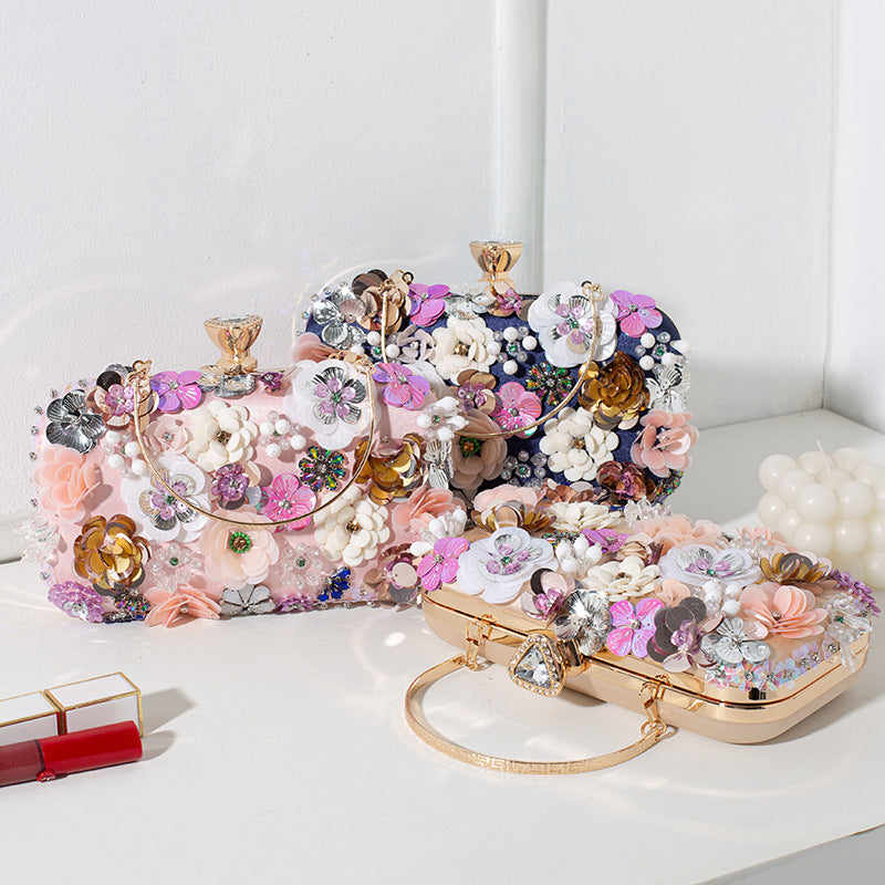 Handmade Beaded Flower Dinner Banquet Dress Evening Bags