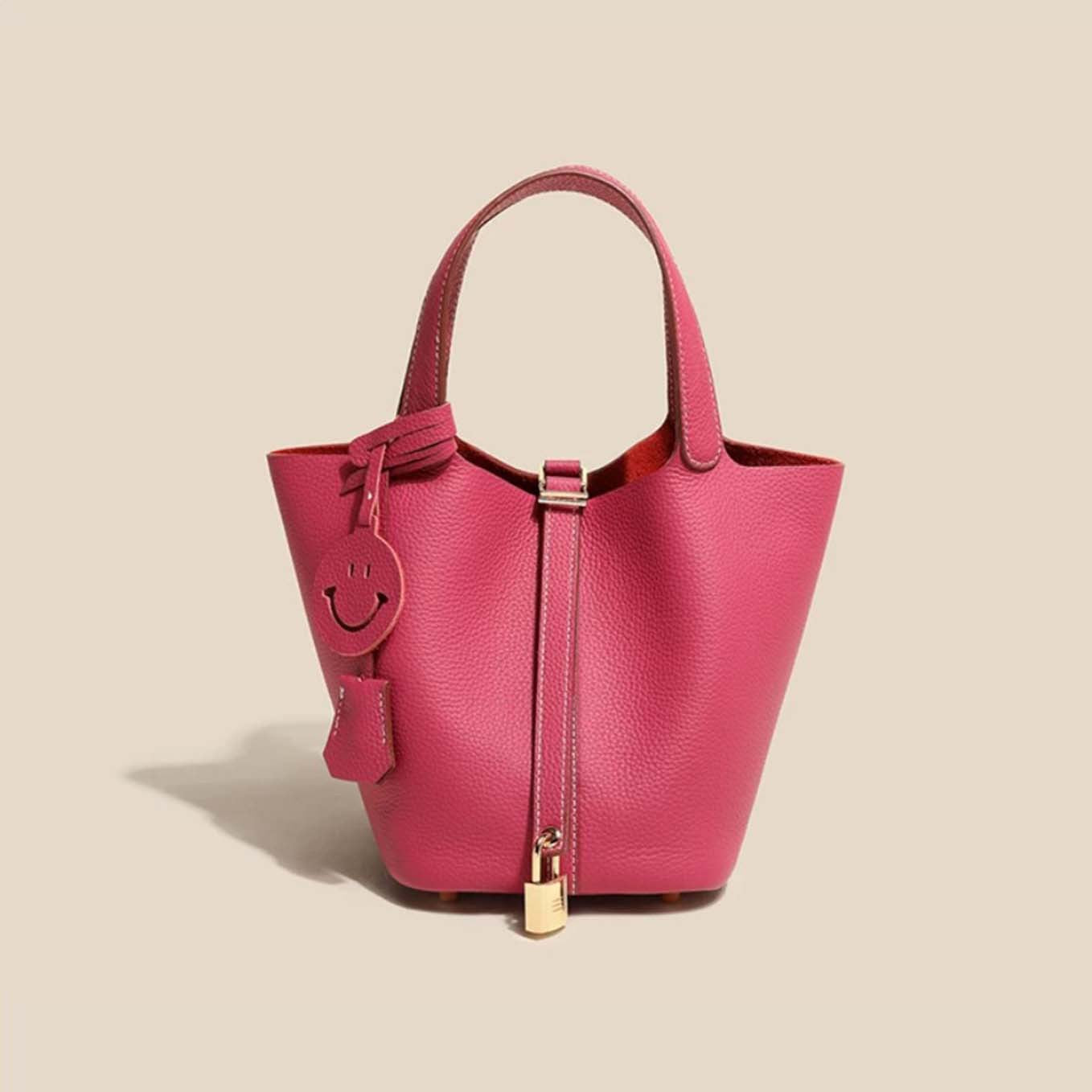 Women's Layer Cowhide Vegetable Basket Versatile Genuine Handbags