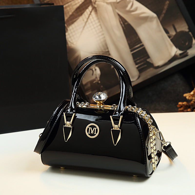 Women's Clip Personalized Patent Leather Fashion Pillow Crossbody Bags
