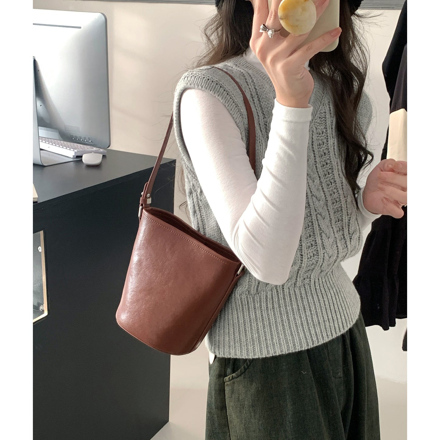 Women's First Layer Vegetable Tanning Leather Shoulder Bags