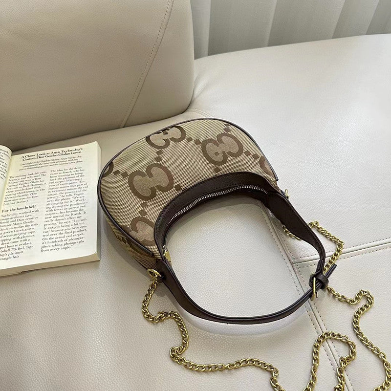 Women's Fashion Printed High-grade Crescent Moon French Crossbody Bags