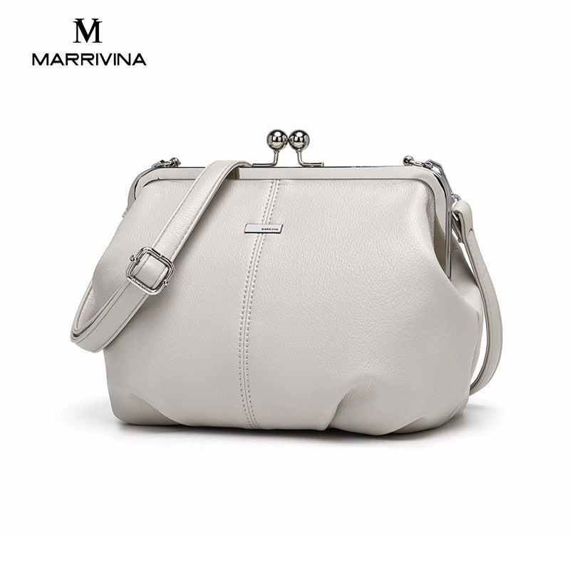 Women's Retro Clip Solid Color Large Capacity Crossbody Bags