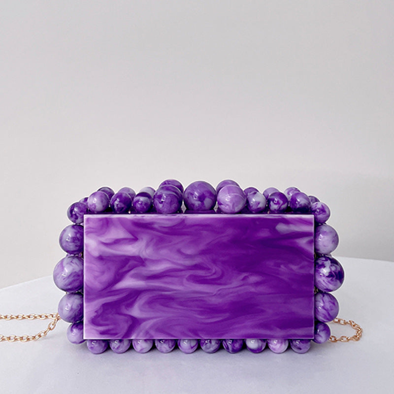 Women's Trendy Acrylic Cloud Glue Beads Clutch Evening Bags