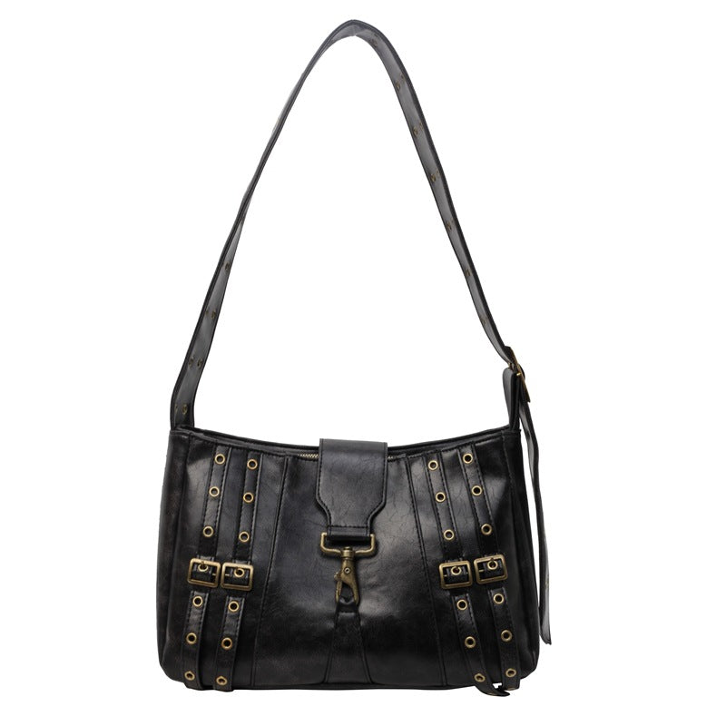 Women's Punk Motorcycle Commuter Underarm Texture Shoulder Bags