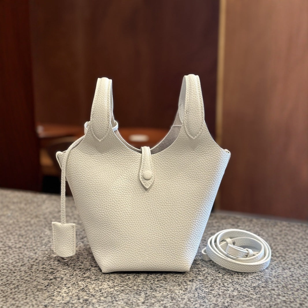 Layer Cowhide Vegetable Basket Large Capacity Bags