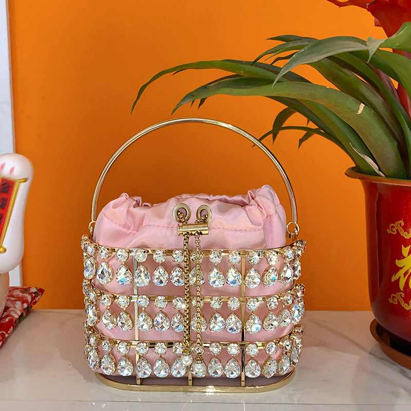 Chain Crystal Dinner Hollow Bird Cage Vegetable Handbags