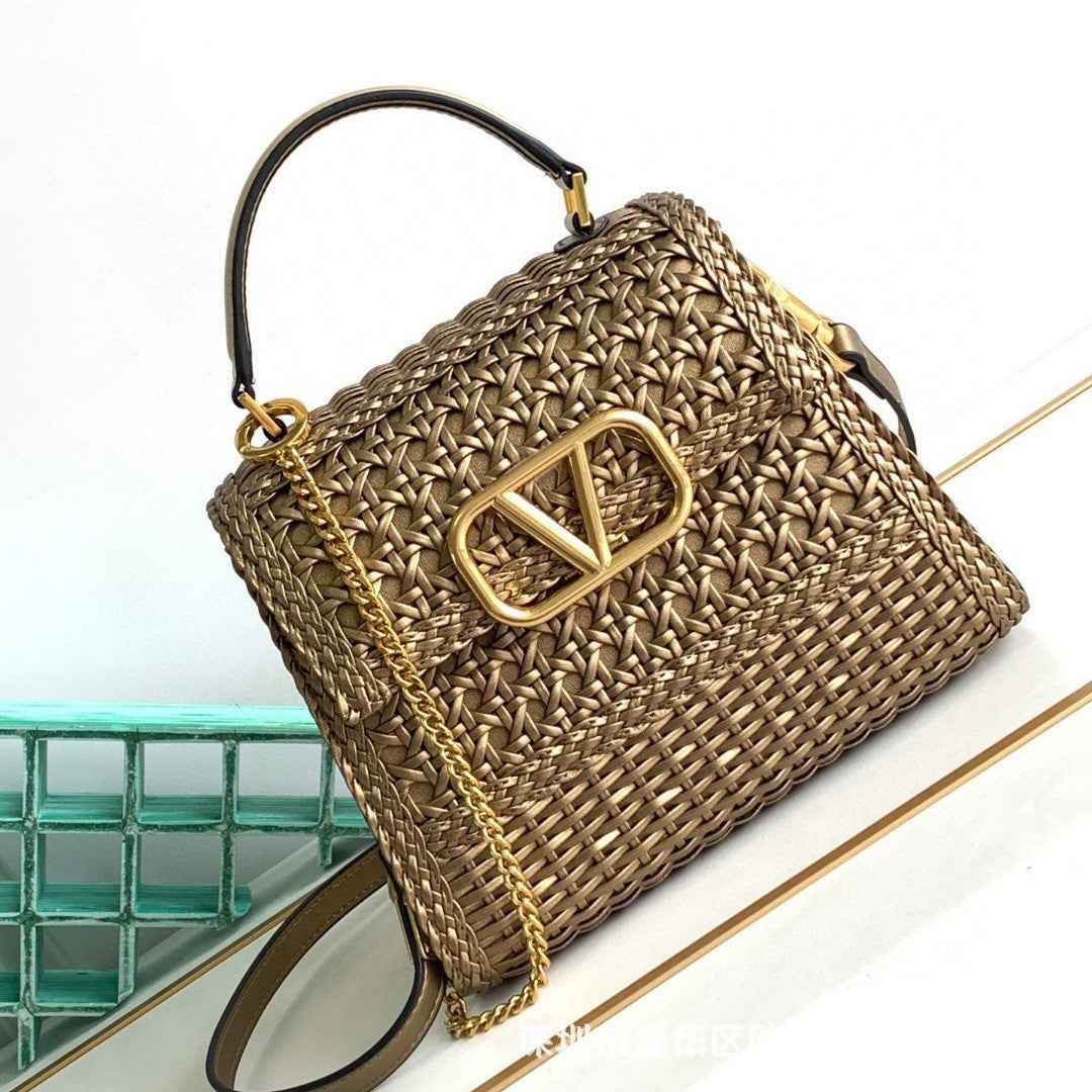 Women's Woven Leather Design First Layer Cowhide Bags