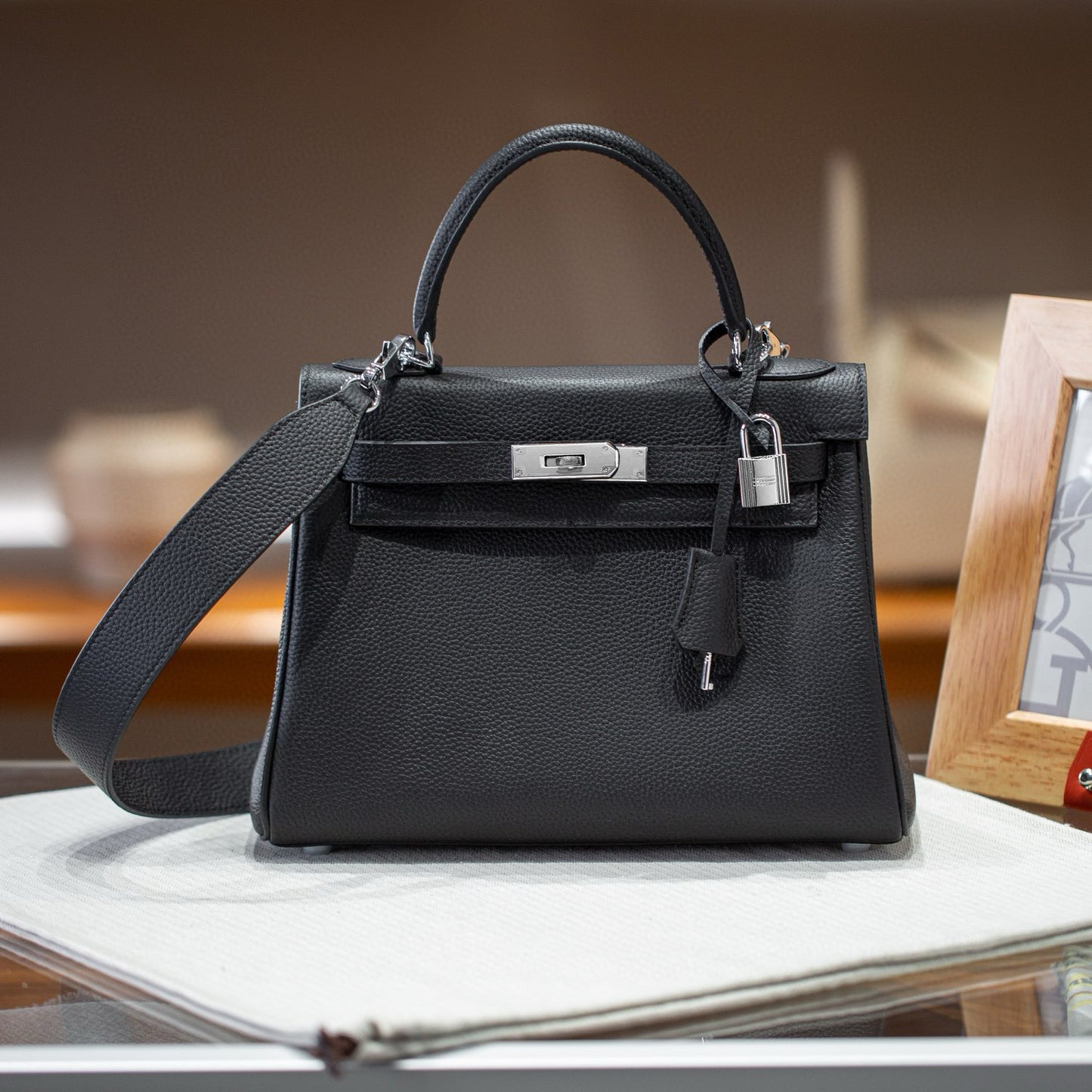 Women's Layer Cowhide Kelly Wide Strap High Handbags