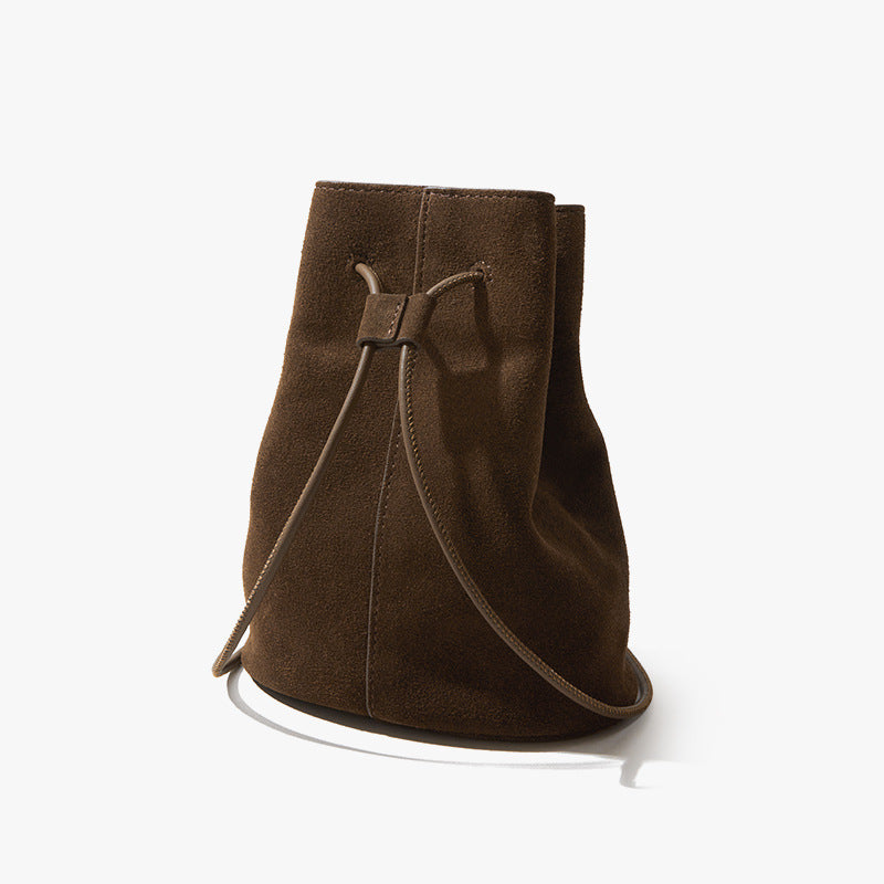 Women's Light Frosted Cowhide Leather Simple Retro Shoulder Bags