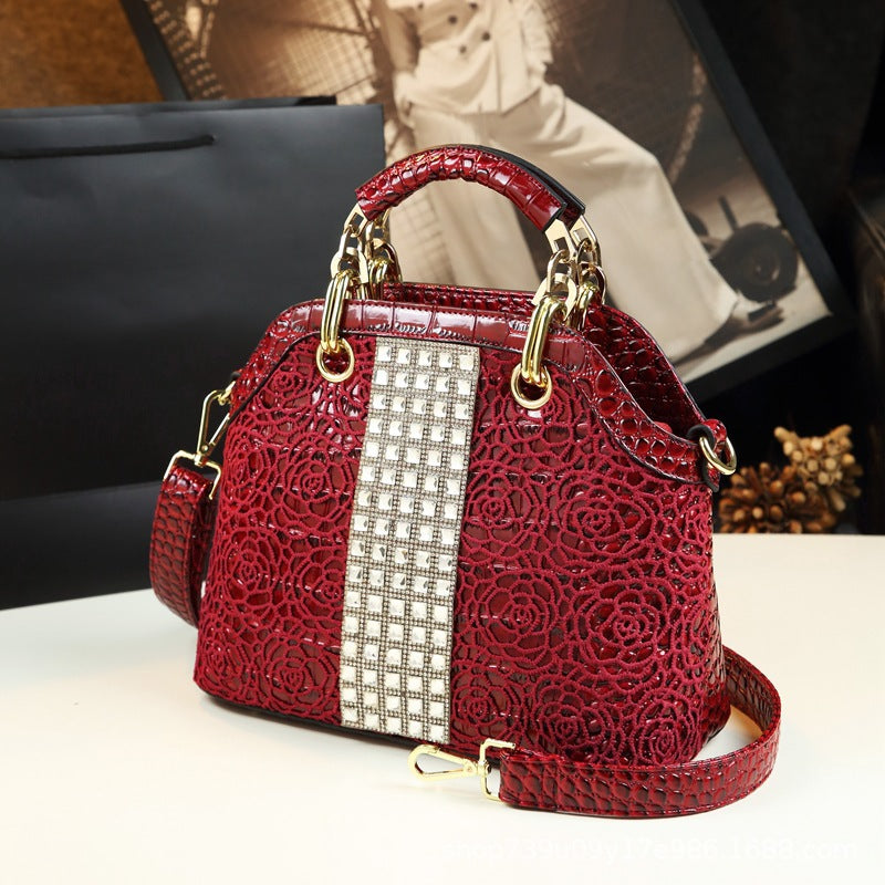 Women's Crocodile Pattern Elegant Mother Patent Leather Handbags