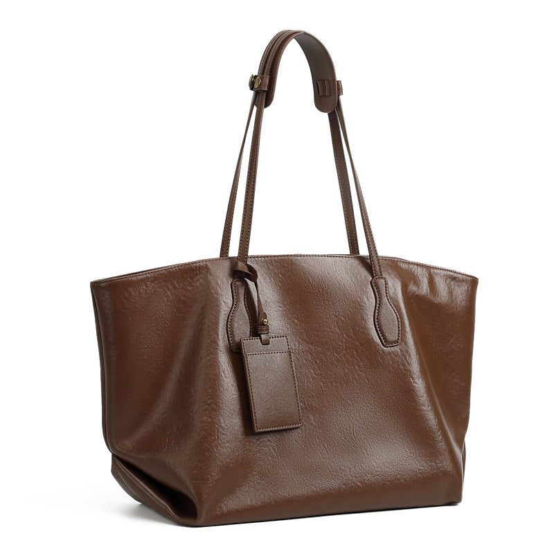 Women's Tanned Leather Niche Large Capacity Totes Tote Bags