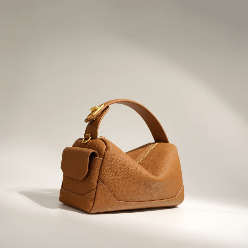 Women's High-grade Boston Pillow First Layer Cowhide Bags