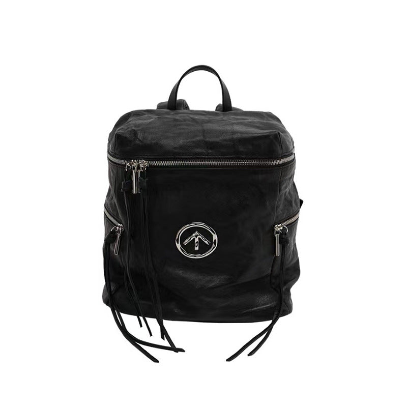 Women's Pleated Italian Black Stone Water Ripple Bags