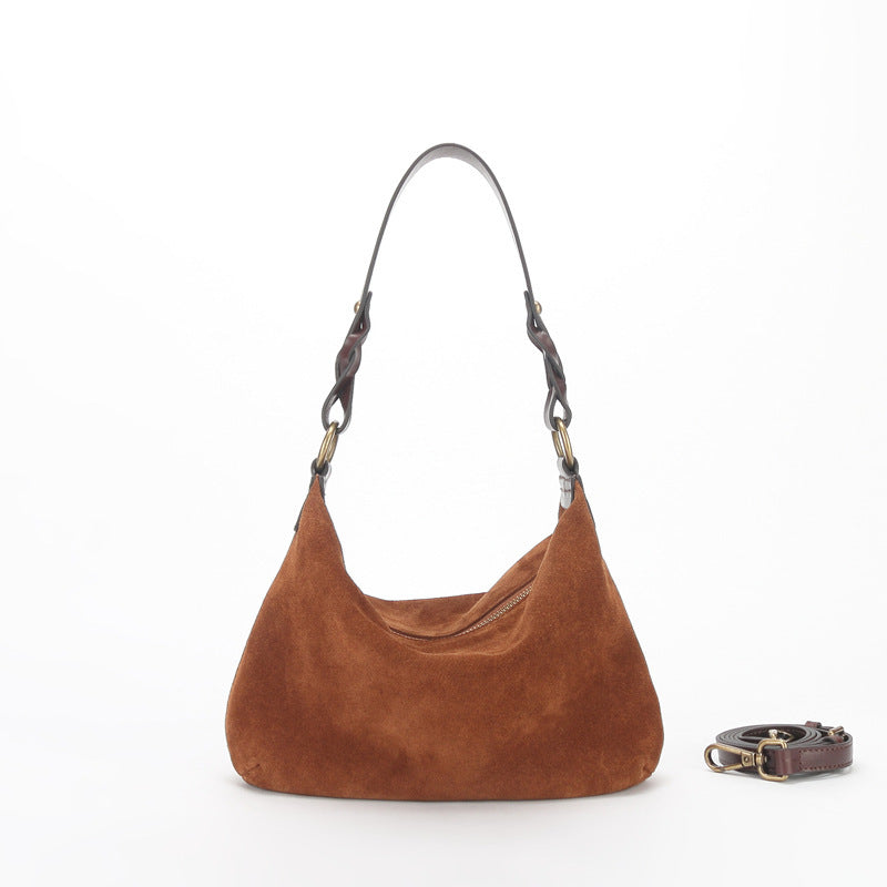 Women's Niche Underarm Leather Baguette Layer Cowhide Shoulder Bags