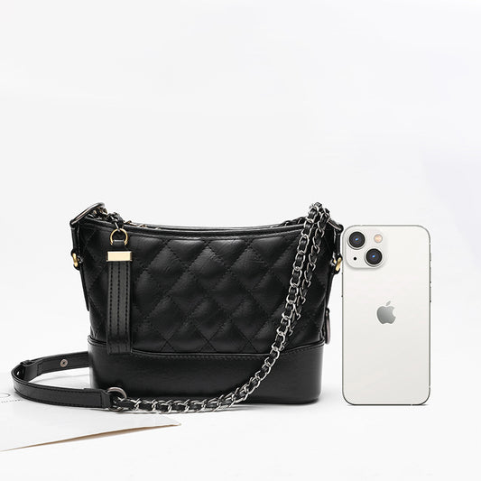 Women's Style Genuine Leather For Hobo Rhombus Chain Crossbody Bags