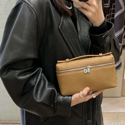 Women's Genuine Leather Graceful Lunch Box Litchi Crossbody Bags