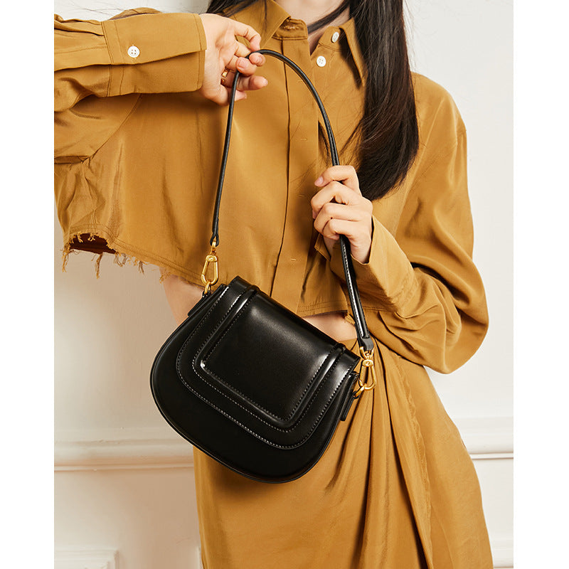 Women's Underarm Niche High Sense Saddle Genuine Crossbody Bags