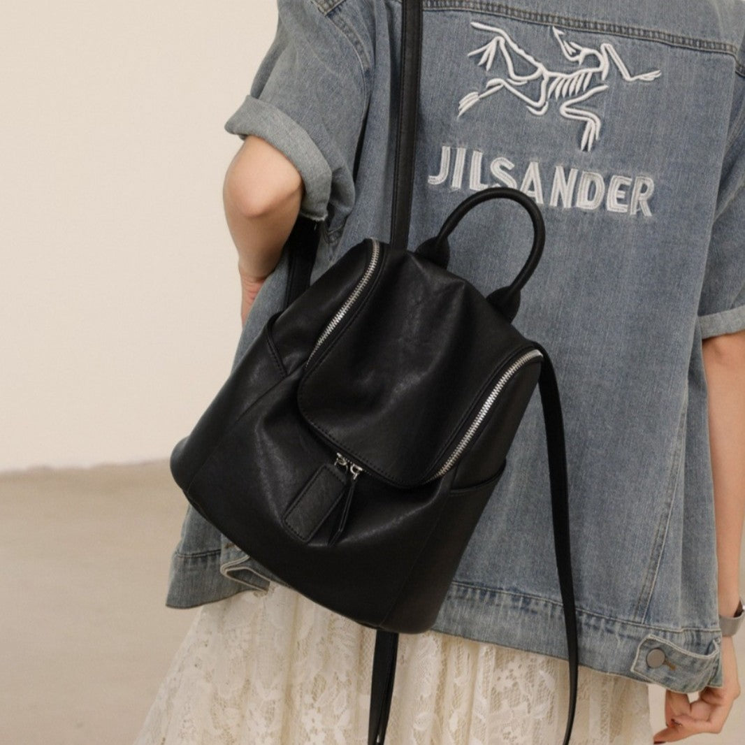 Genuine Leather Fashion Niche High Sense Backpacks