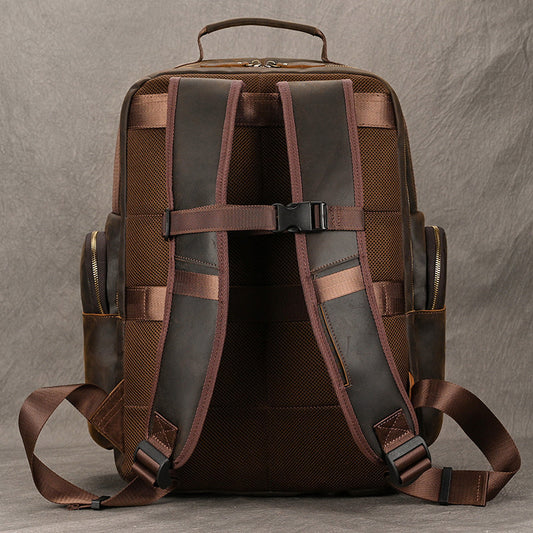 Men's Crazy Horse Leather Large Capacity Vintage Backpacks