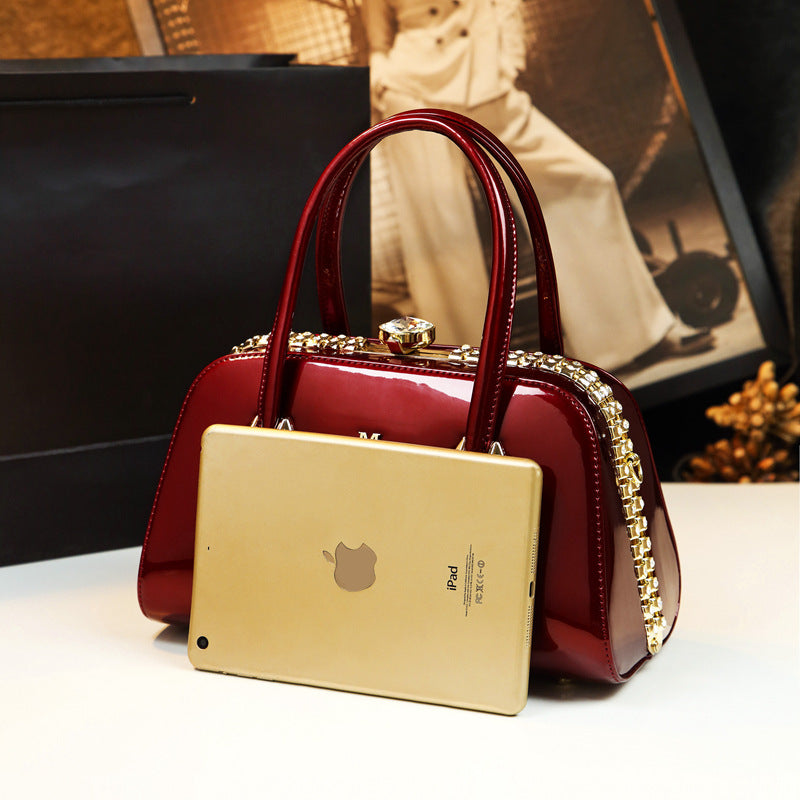 Women's Patent Leather Shiny Fashion Mom Personality Shoulder Bags