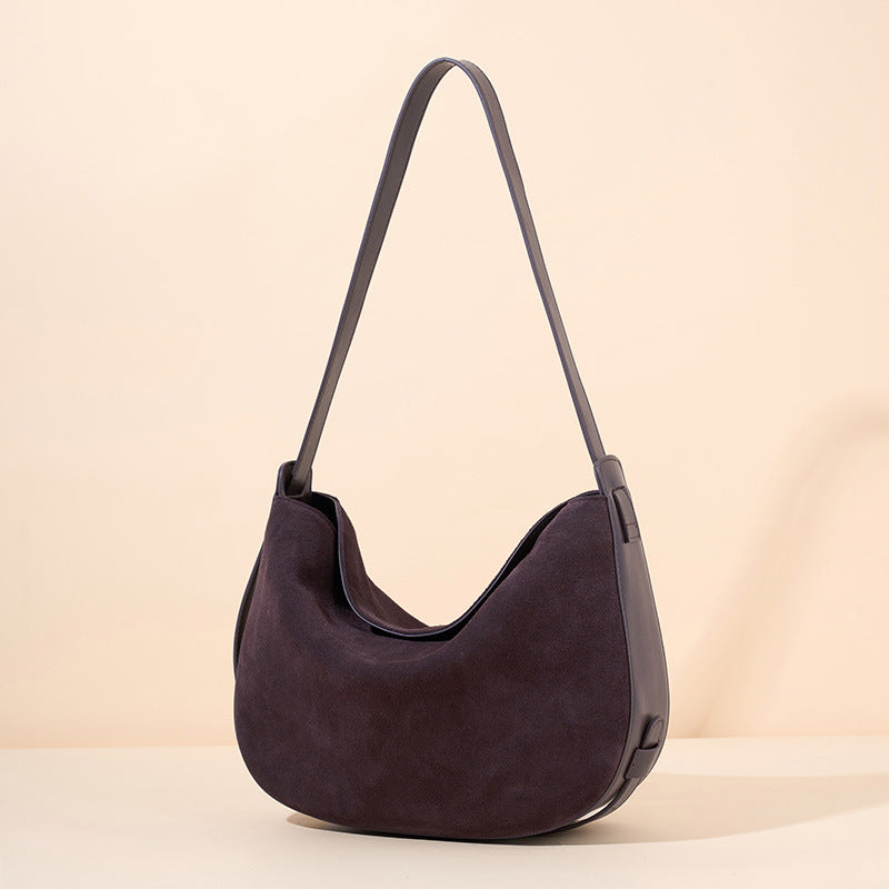 Women's Fashion Retro First Layer Frosted Underarm Crossbody Bags